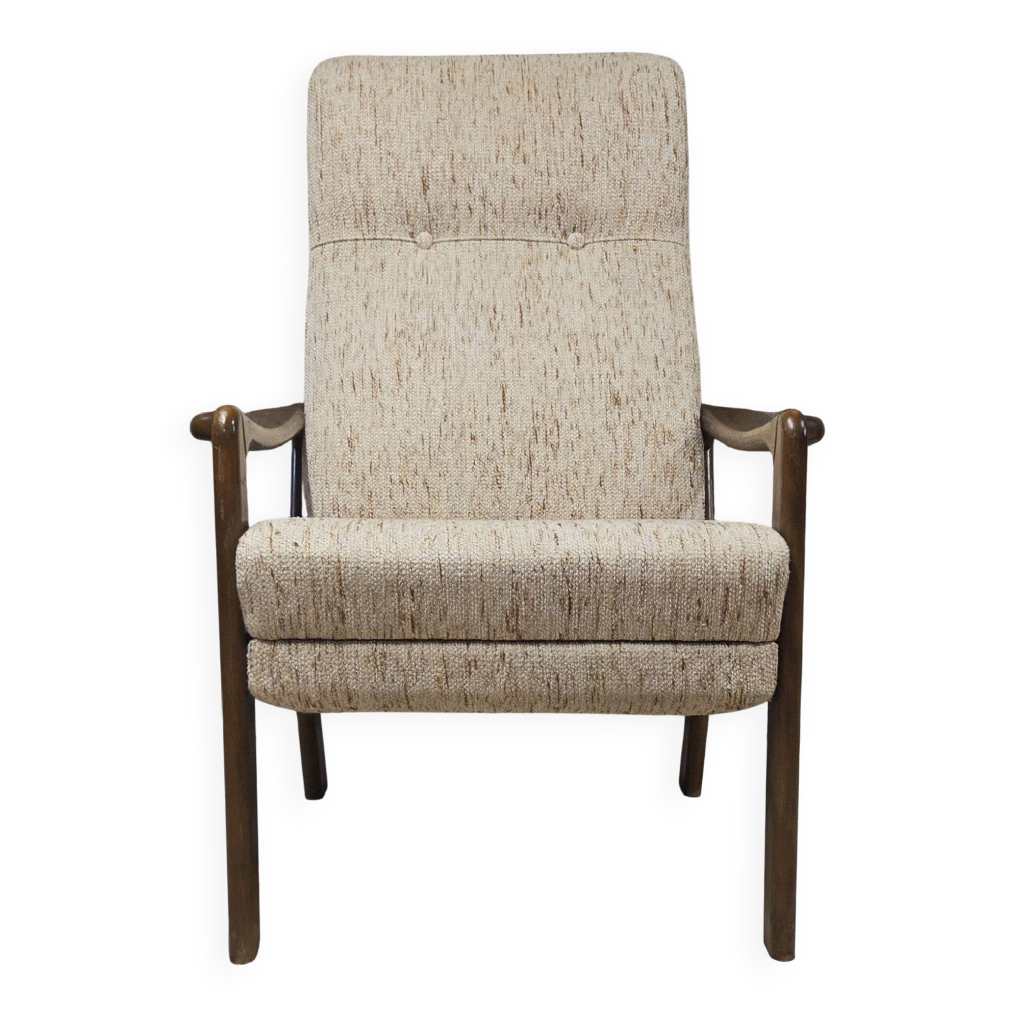 Vintage Scandinavian reclining armchair in curved wood – 1960s/70s