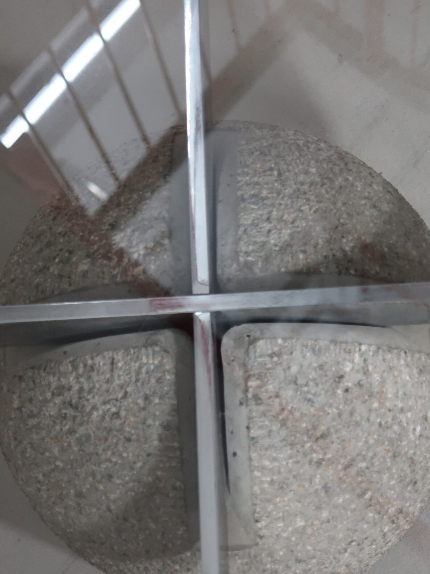 80s glass and bubbly concrete table