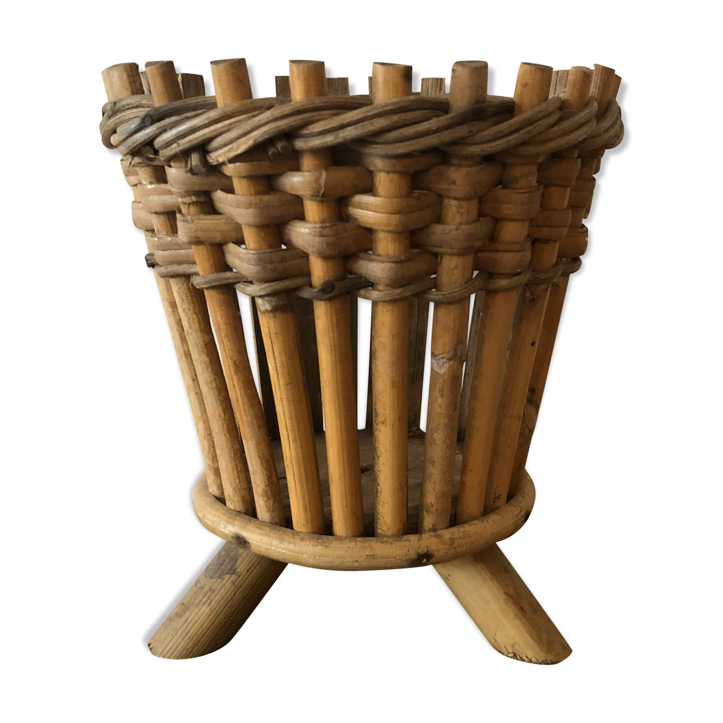 Vintage rattan pot cover