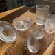 Set of 3 striped glass candy jars with lid or pharmacy jars.