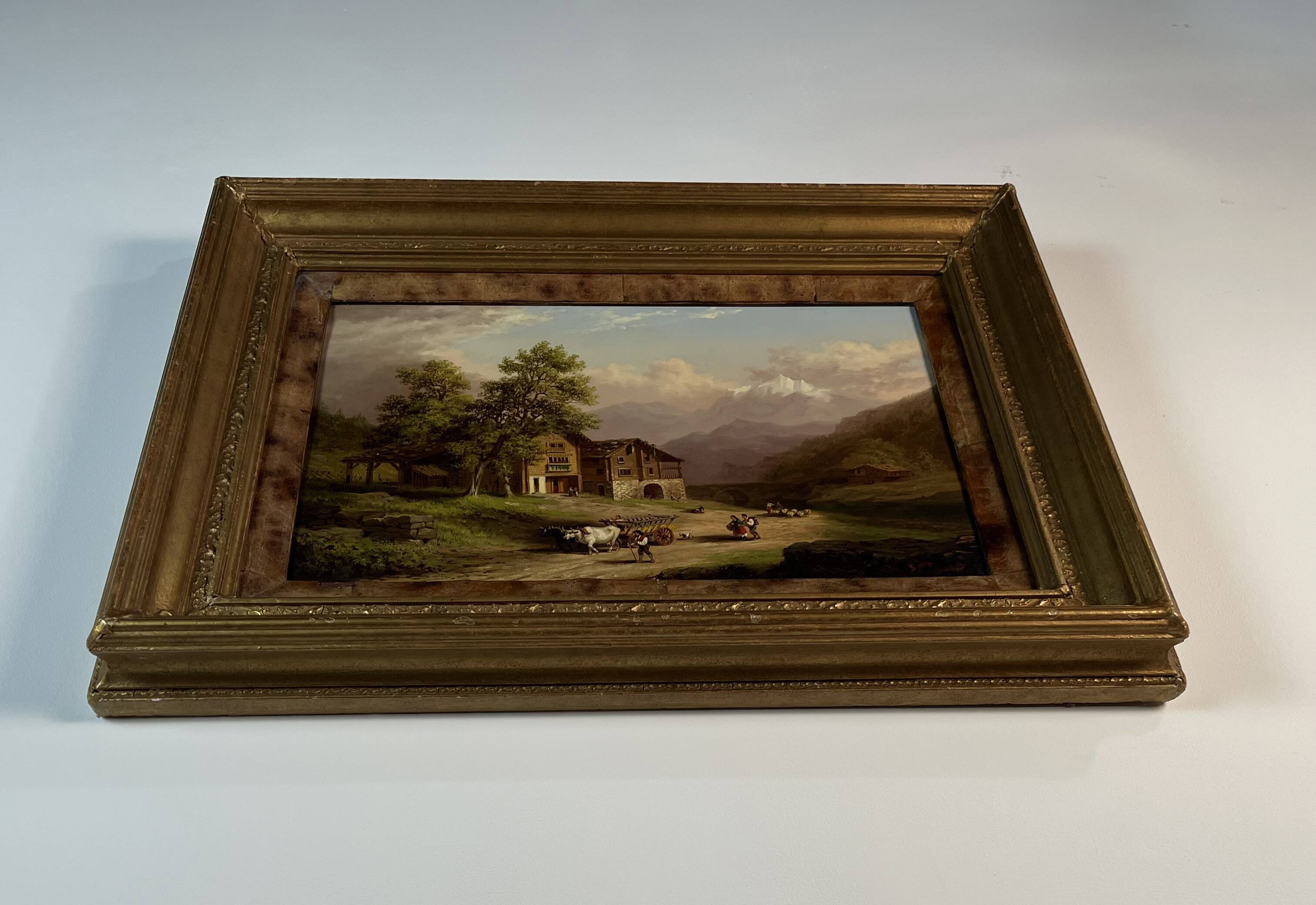 Oil on panel, Xanthus Smith United States, 1839-1929 Swiss Alpine Landscape