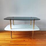 Vintage 1960 glass and marble coffee table
