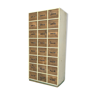 Meuble de rangement industriel vintage en bois, années 1940