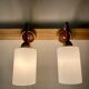 Paire d'appliques teck et opaline design scandinave 1950