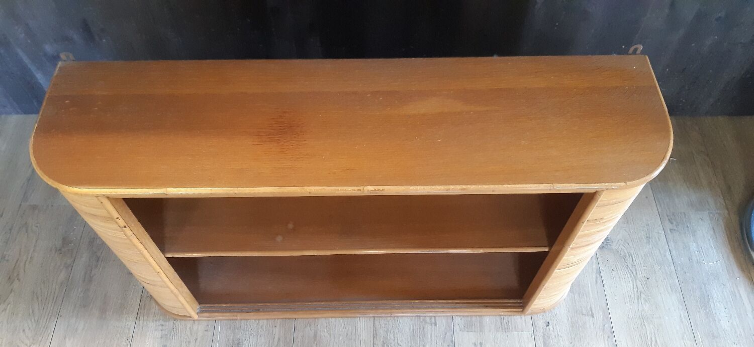 Vitrine étagère murale bois bambou
