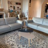 Leather sofa Roche Bobois pearl grey