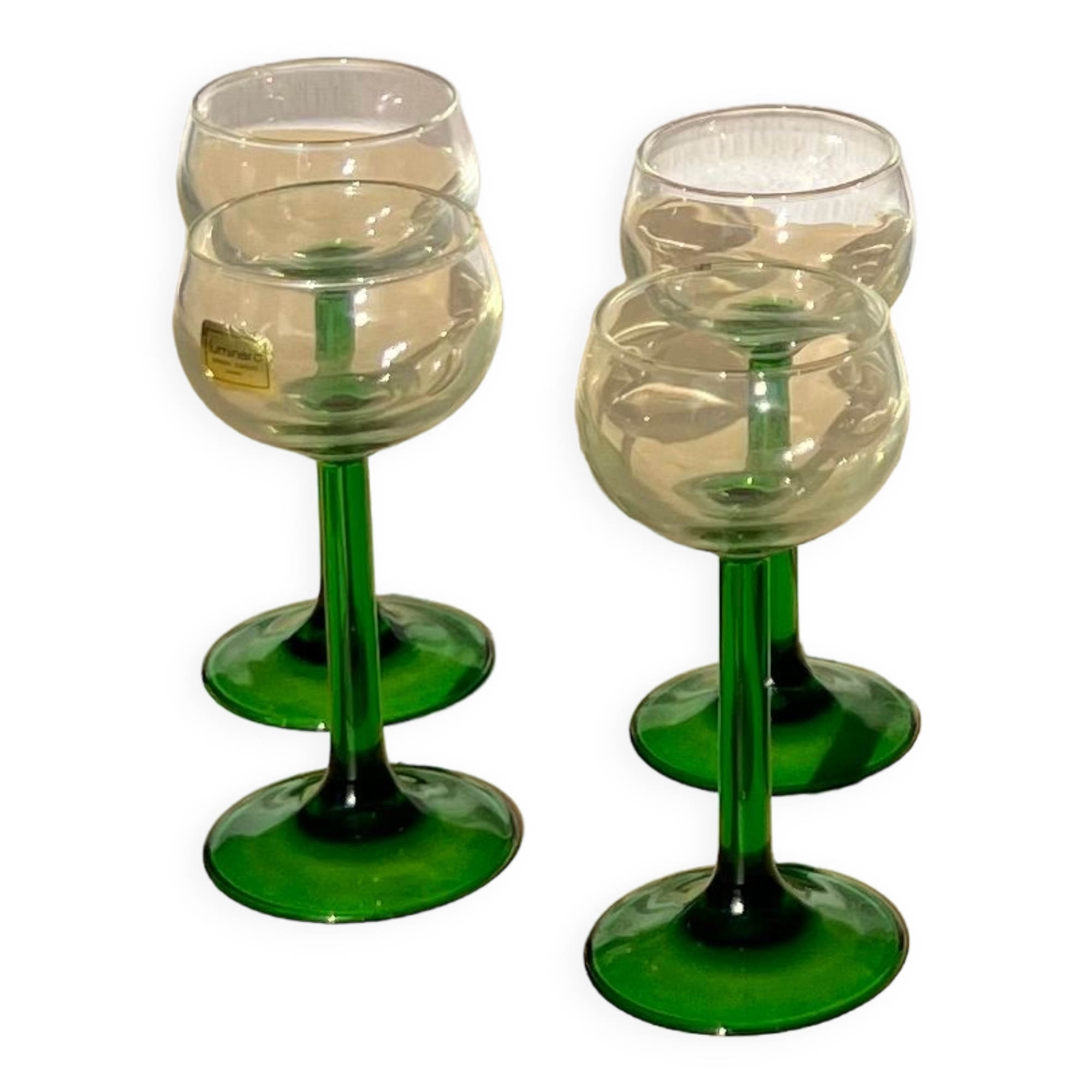 Ensemble de 4 verres à liqueur tiges vertes Luminarc