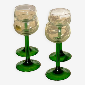 Ensemble de 4 verres à liqueur tiges vertes Luminarc