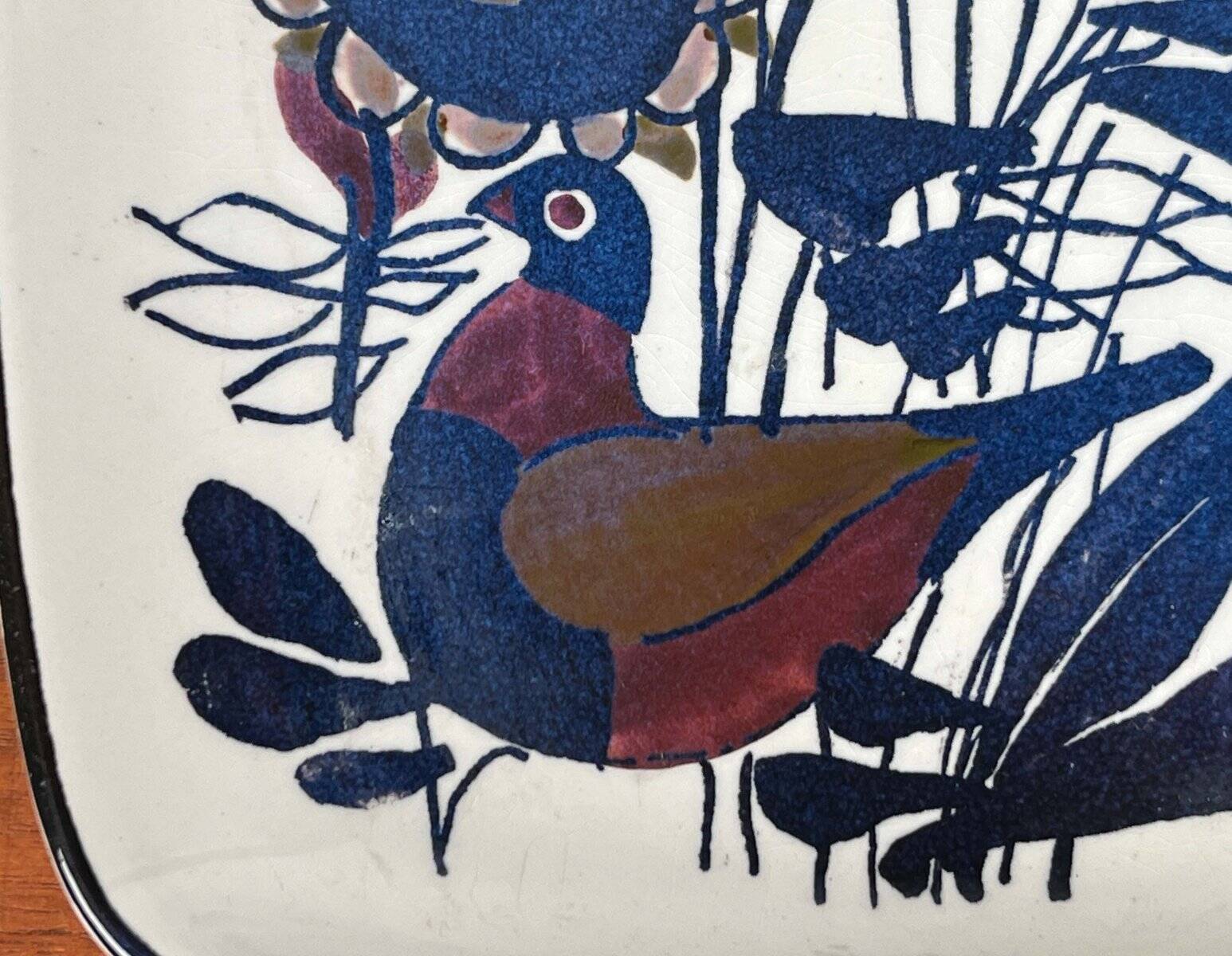 Mid-Century Modern Danish Porcelain Tenera Bowl with Bird Design by Kari Christensen for Aluminia Royal Copenhagen, 1960s