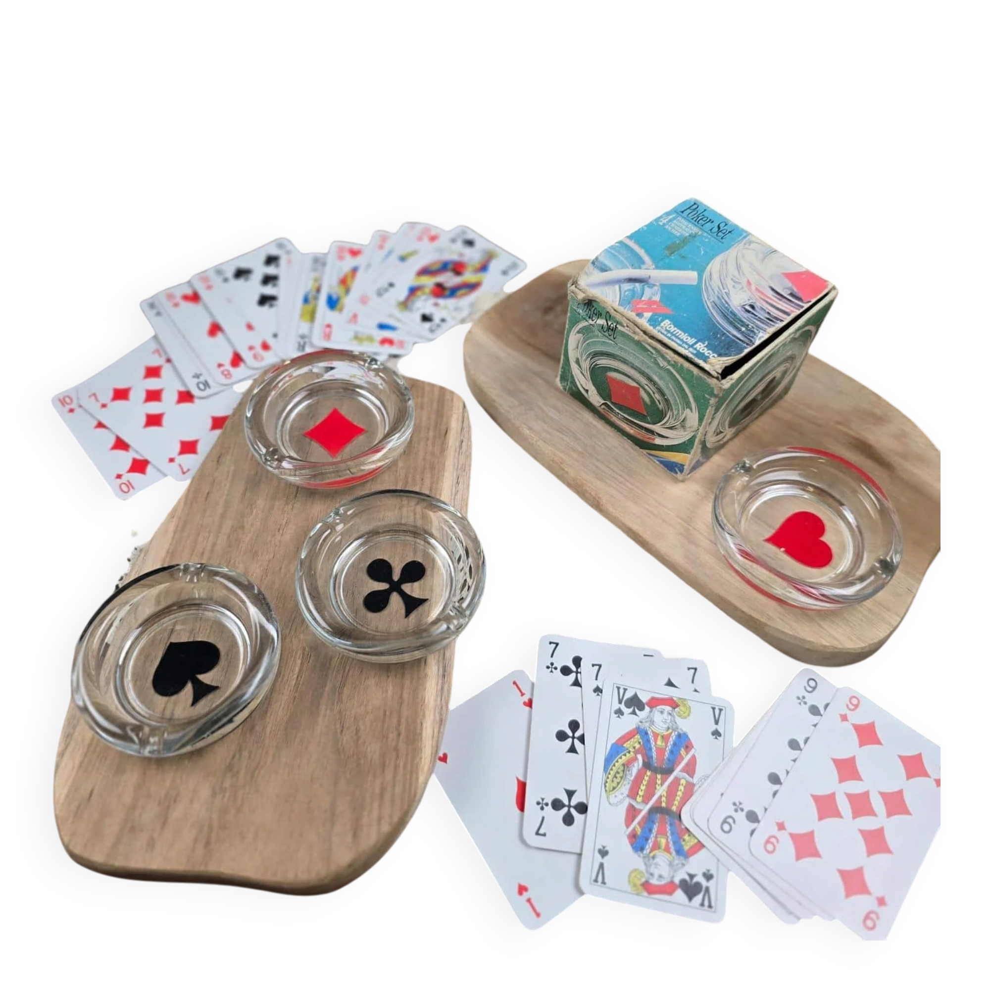 Set of 4 mini ashtrays Poker Set Bormioli Rocco in glass
