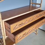 Louis Sognot vintage bamboo and rattan library - 1960s