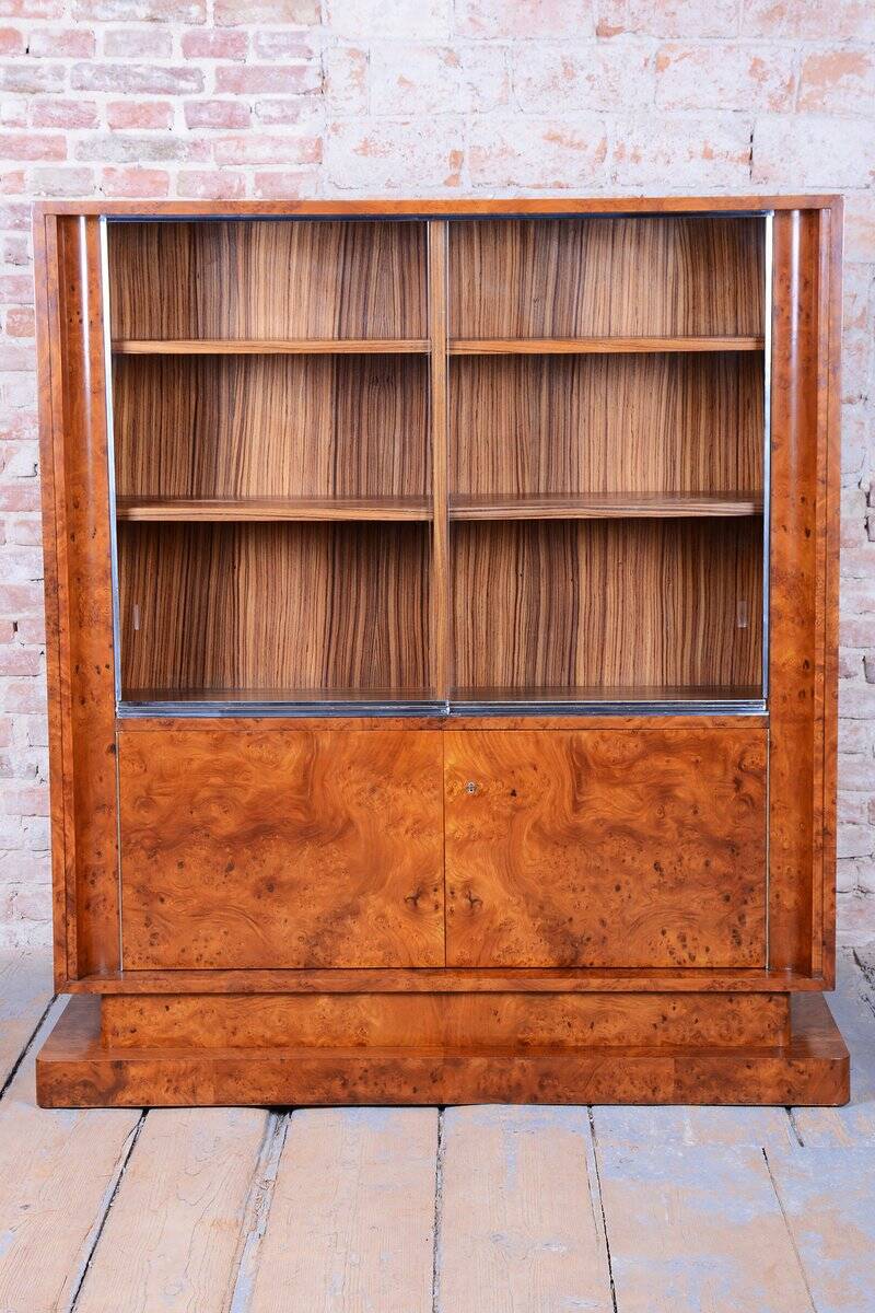 Art Deco Bookcase in Elm and Mahogany, 1920s