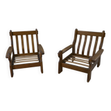 Pair of oak armchairs