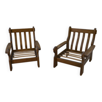 Pair of oak armchairs
