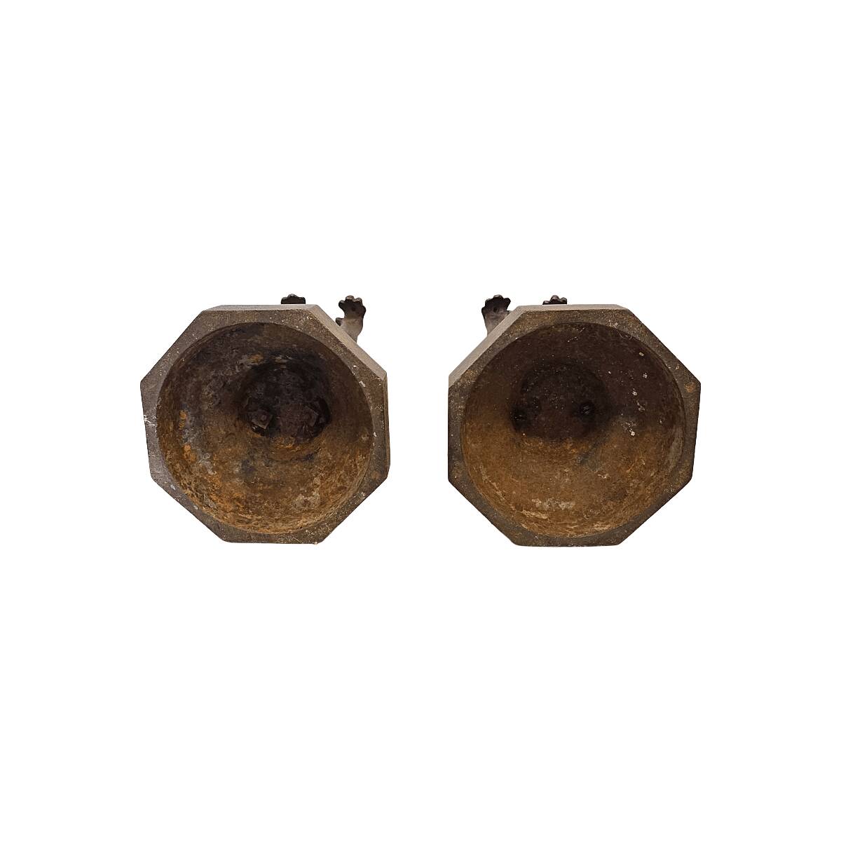 Victorian Cast Iron Lions On Pedestals, late 1800s