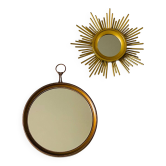 Duo of Vintage Golden SUN MIRRORS