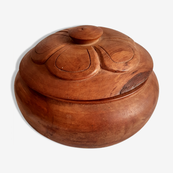 Round box with olive wood lid - vintage