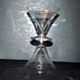 Set of 2 flared crystal glasses engraved guilloche scrolls art deco 1920 champagne cocktail cup