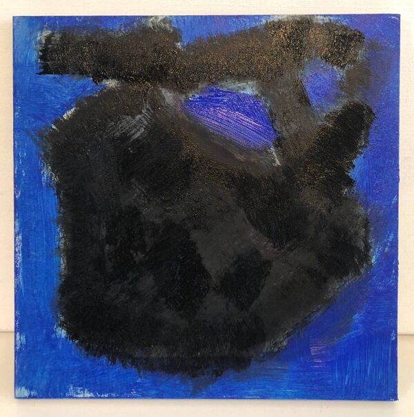 Tableau abstrait bleu noir