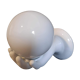 White ceramic hand sconce with white opaline globe