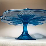 Blue vintage glass cake display