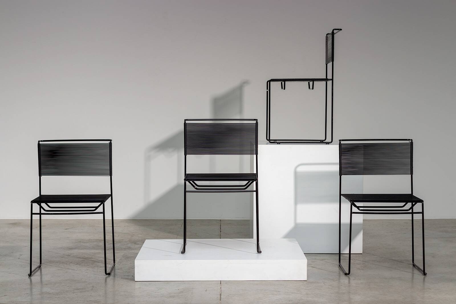 Set of four Spaghetti Fly Line chairs for Cmp Padova Italy 1970