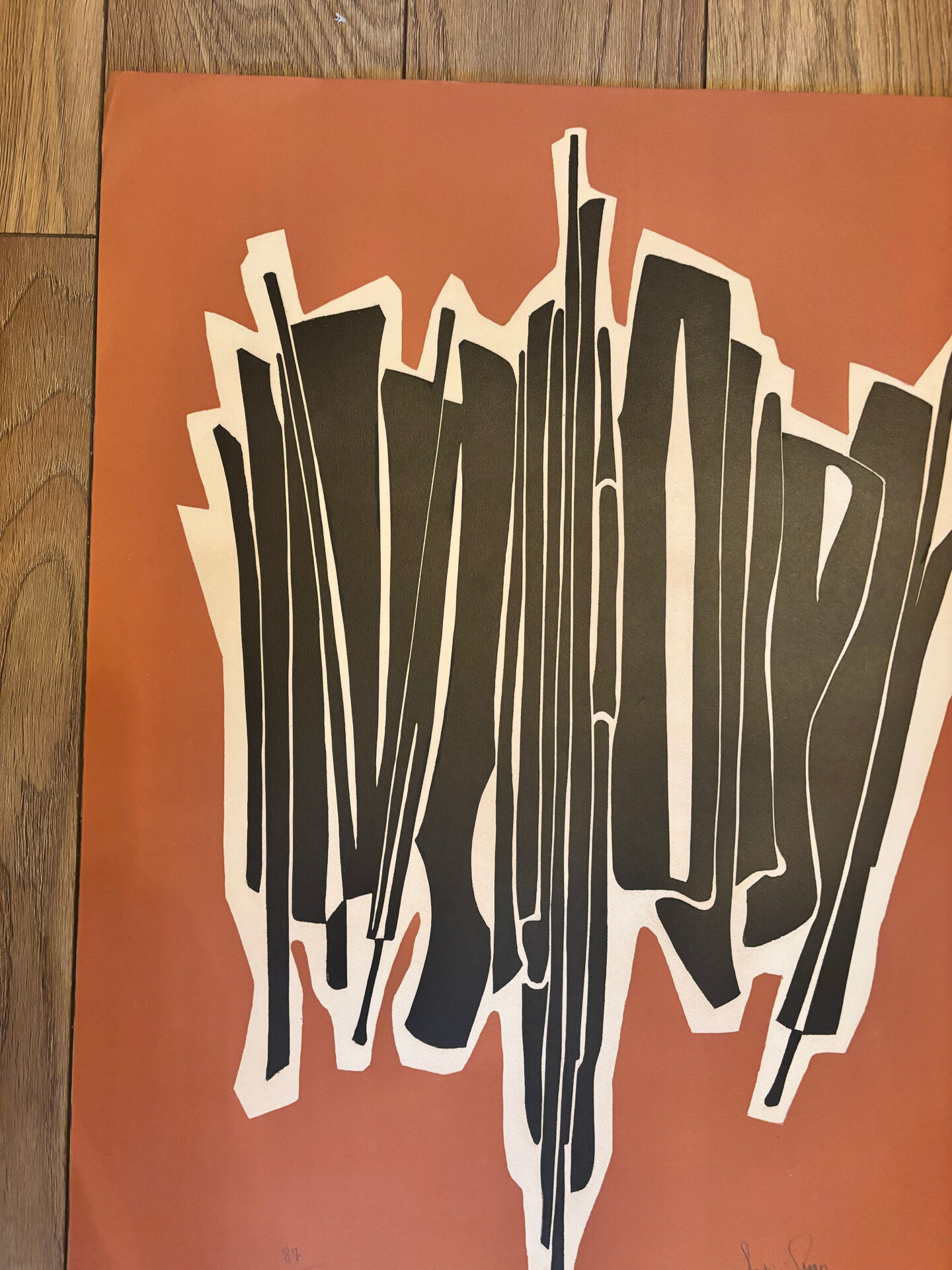 Original Abstract Lithograph Antonia Pino 1970. Signed Numbered 8
