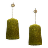 Olive Green Murano Glass Flower Light Pendants Set of 2