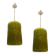 Ensemble de 2 suspensions lumineuses en verre de Murano vert olive en forme de fleur