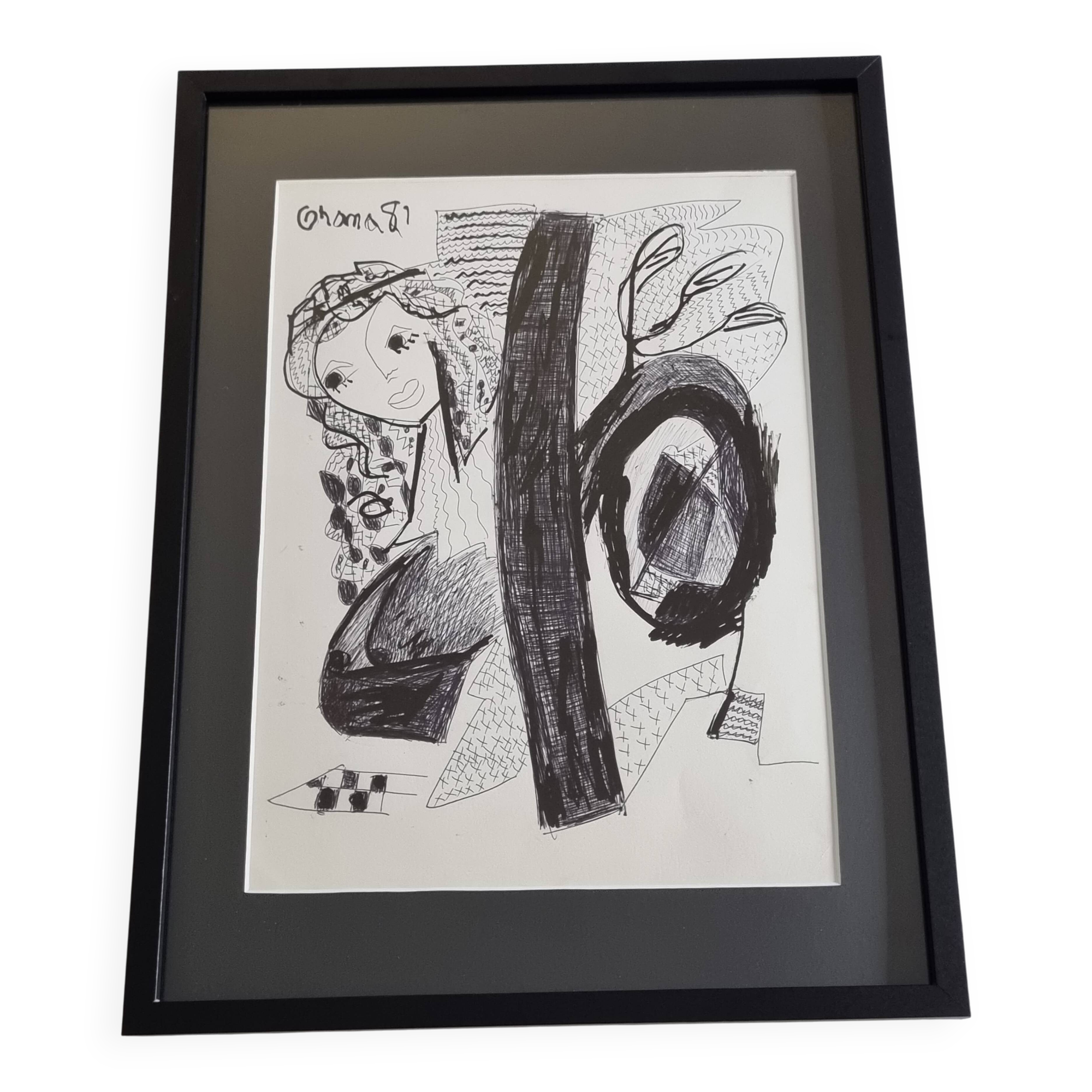 Olga Orana – Original drawing signed and dated '81 ink on paper 30x40 cm