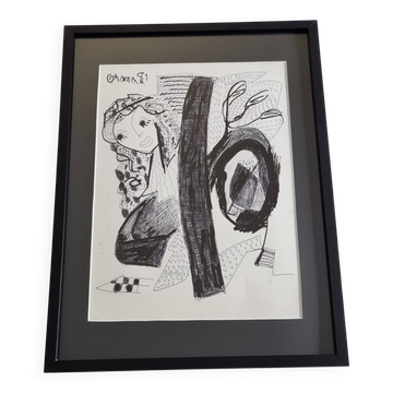 Olga Orana – Original drawing signed and dated '81 ink on paper 30x40 cm