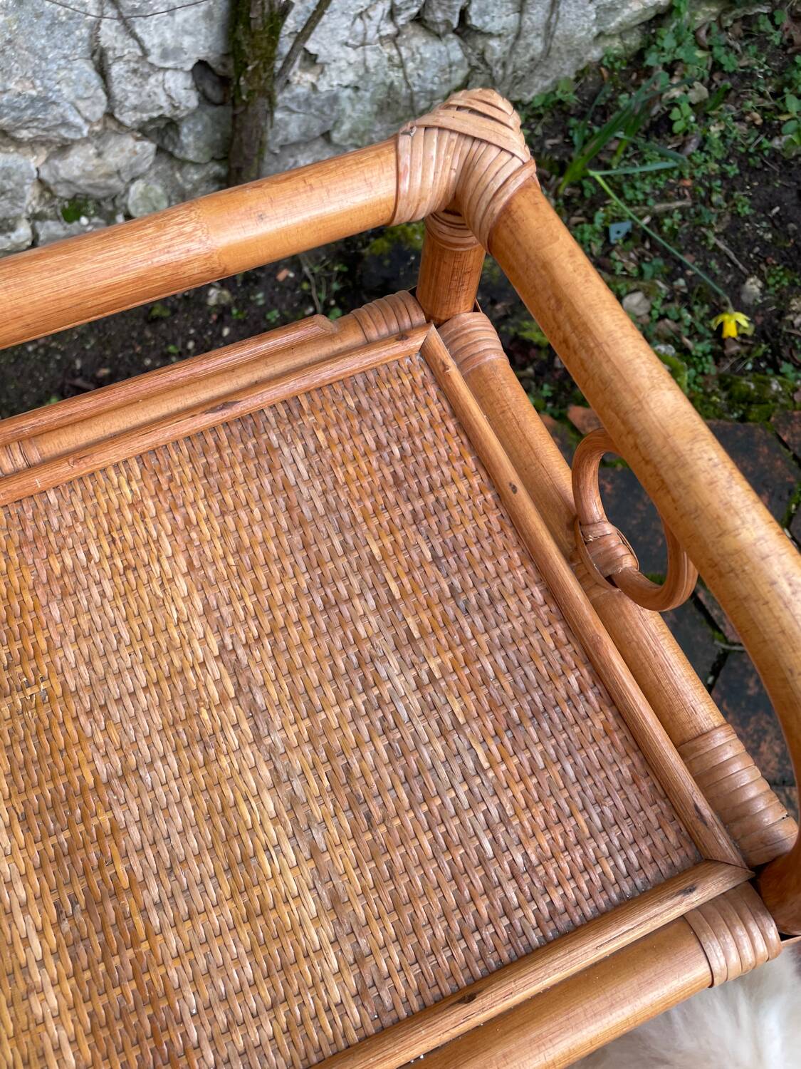 Vintage rattan chest of drawers