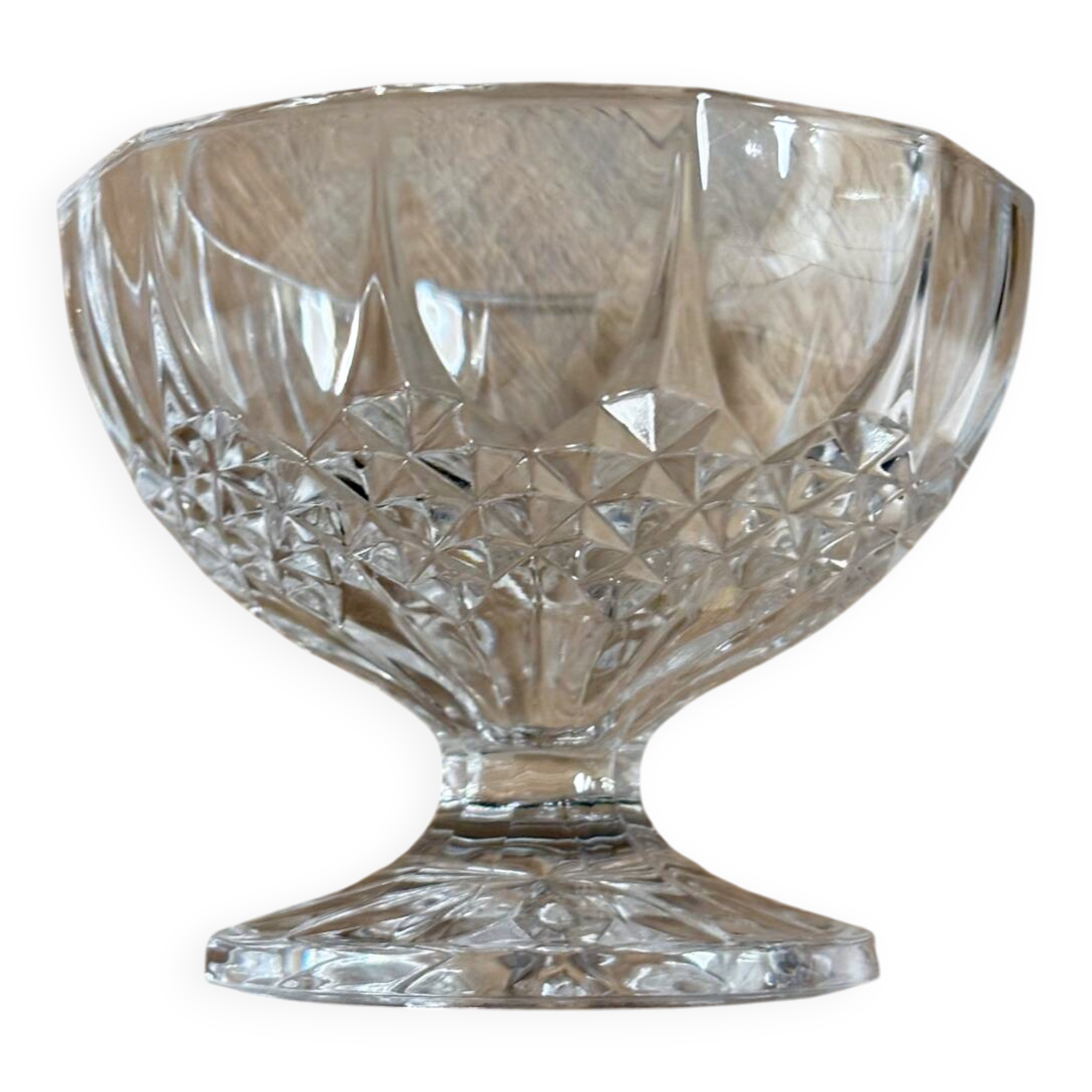 Vintage ice cream coupe finely engraved crystal from Arques.