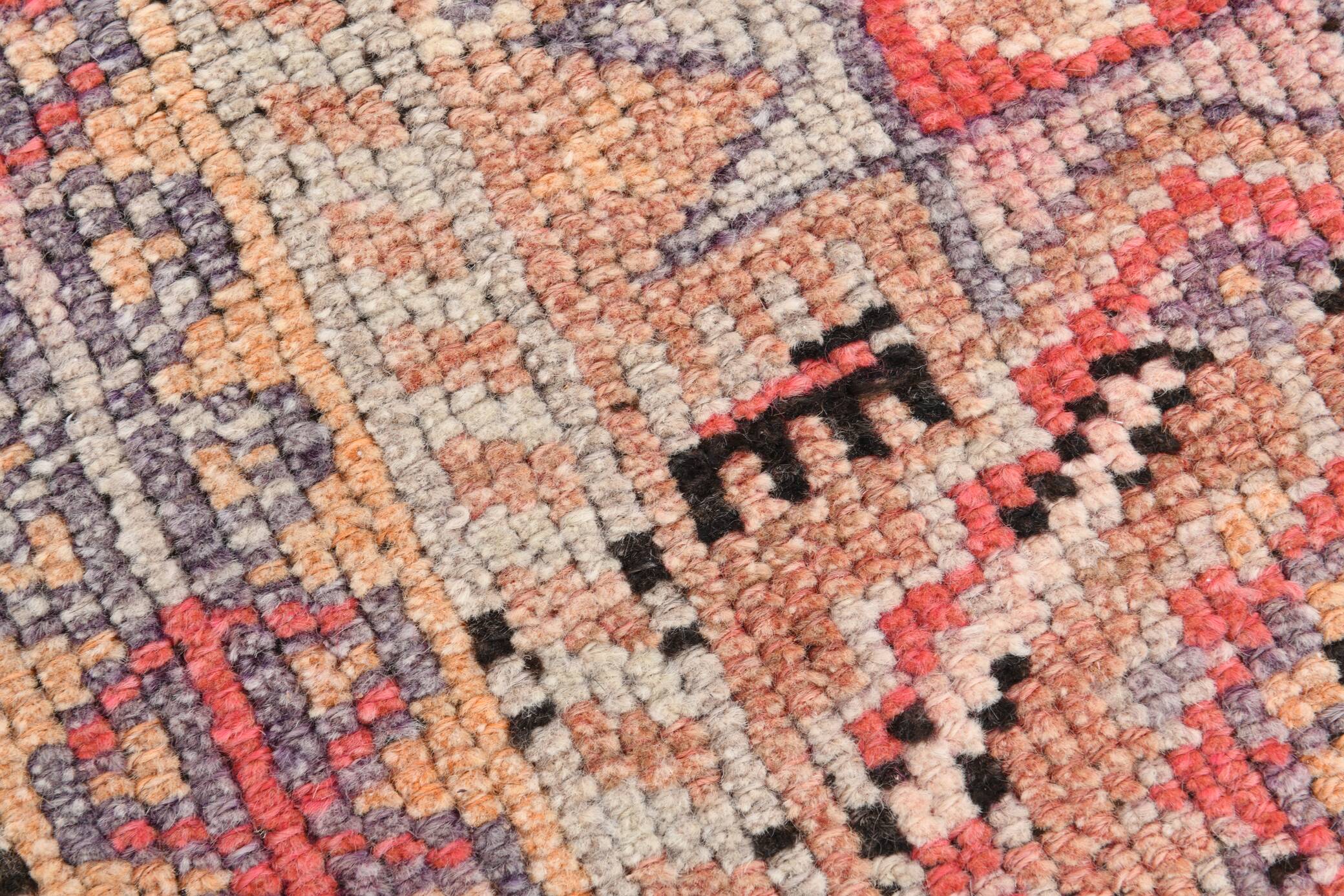 3x13 Soft Pink Vintage Oushak Long Stairs Runner Rug, 83x379 Cm