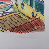 Lithograph by François Desnoyers, Le Port de Cassis, 1958