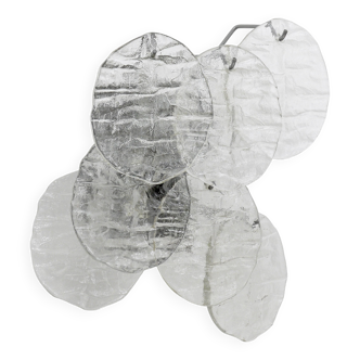 Up to three J.T. Kalmar Blatt wall sconces in frosted glass, Austria, 1960s.