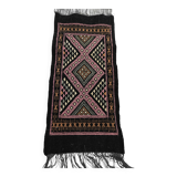 Colorful black margoum rug hand-woven in natural wool