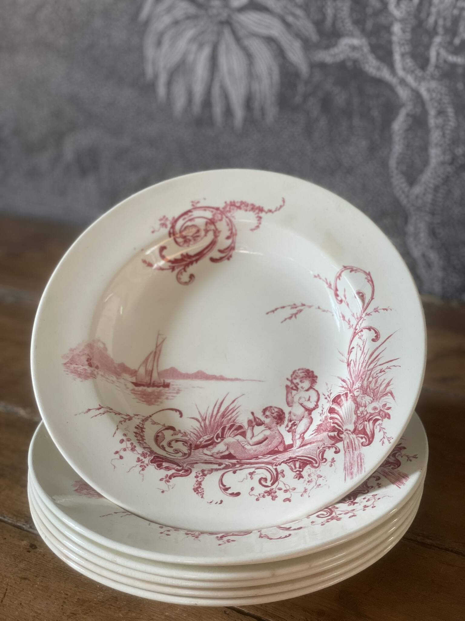 6 Jules Vieillard iron earth soup plates bx