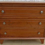 Antique post art deco chest of drawers circa 1940 in solid pine wood in its patina
