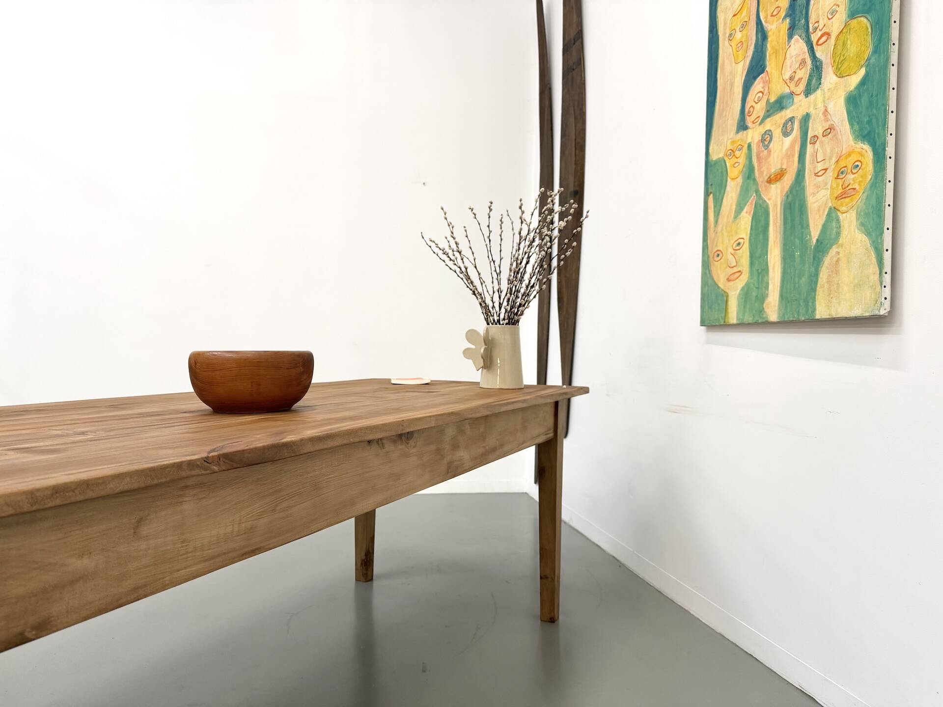 XXL solid walnut table with tapered legs
