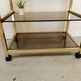 Serving table in brass and glass
