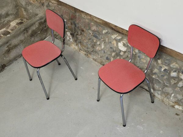 Paire de chaises en formica rose