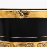 Superb Large Art Deco Ruppel Boom Vase – Black Glass with Fine Gold Gilding