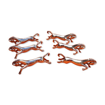 Suite de 6 porte-couteaux   " Cheval au galop "  Métal argenté