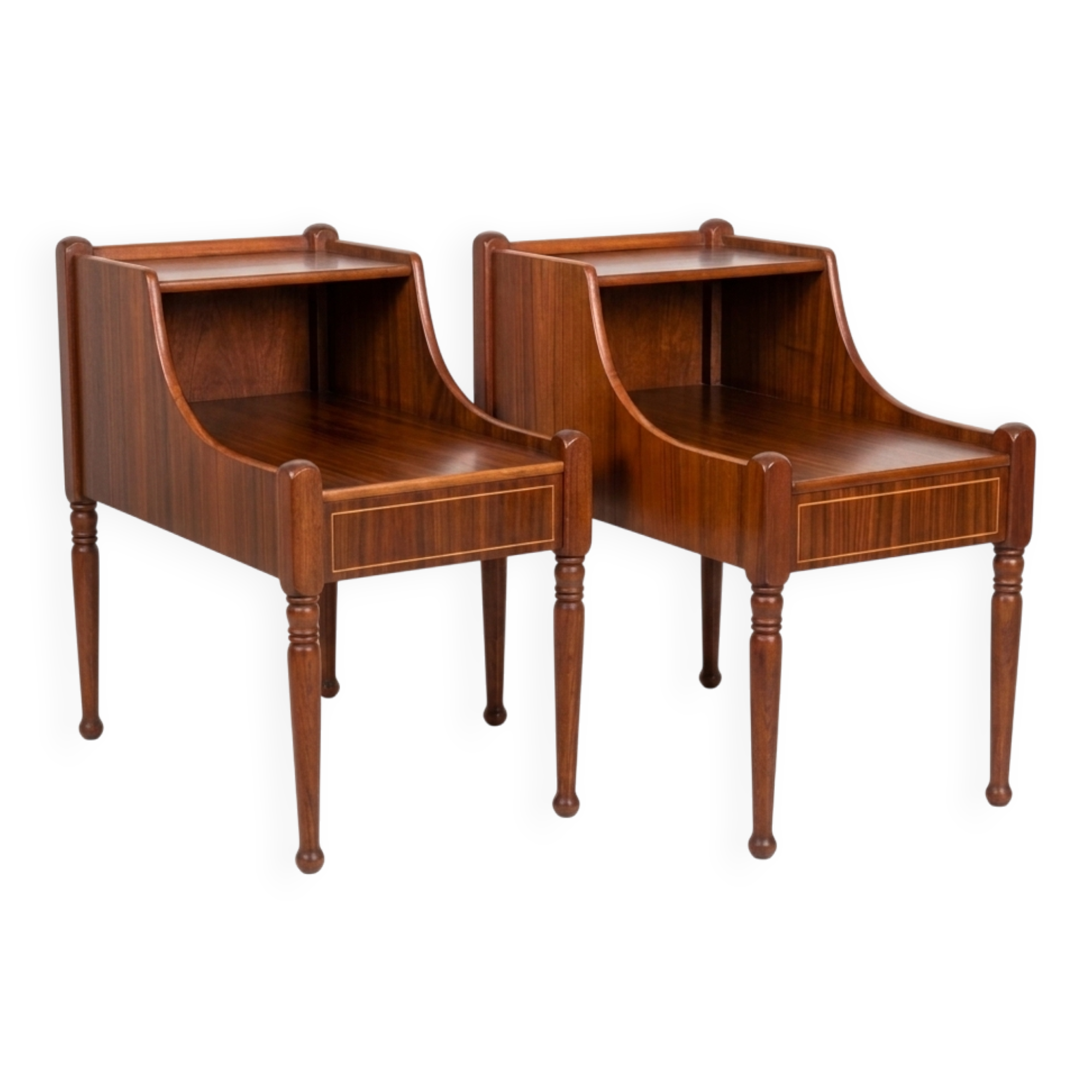 Pair of vintage Danish Scandinavian bedside tables in mahogany – 1950s