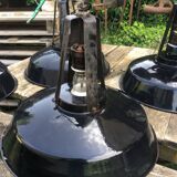 Lot of 5 black industrial lamps in good condition, 1970s *-