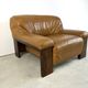 Fauteuil en cuir brutaliste, années 1960