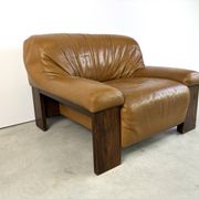 Fauteuil en cuir brutaliste, années 1960