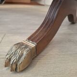 English desk in solid mahogany with lion paws. Leather top