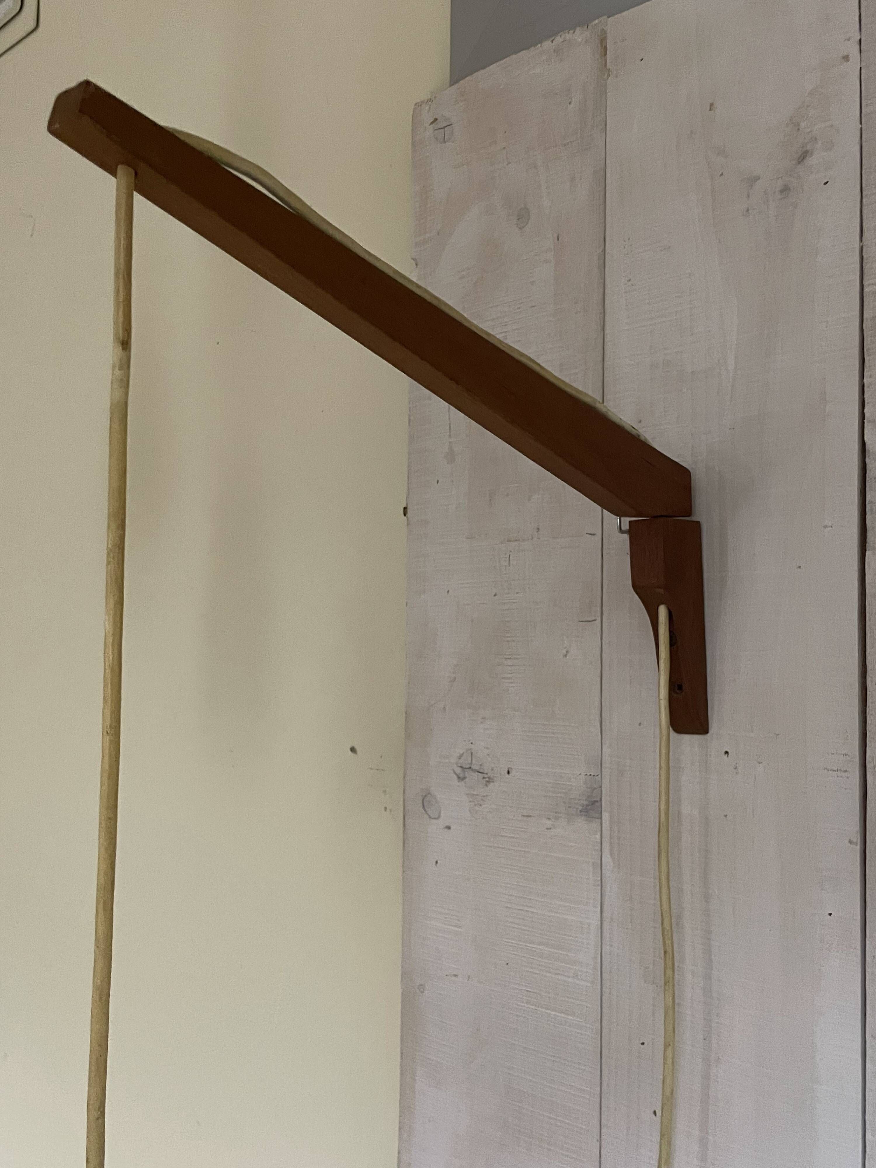 Rare teak and sisal wall lamp from the 1960s, attributed to Lotte Bostlund.